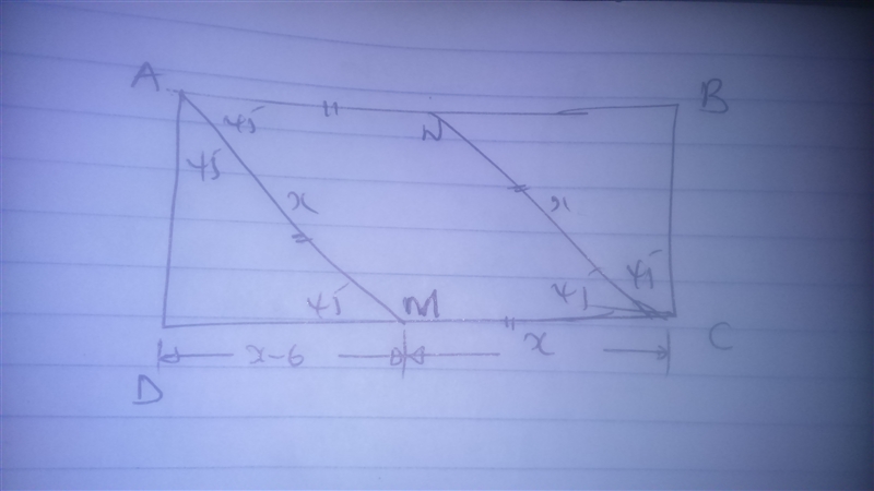 In rectangle ABCD, the angle bisector of ∠A intersects side DC at point M and the-example-1