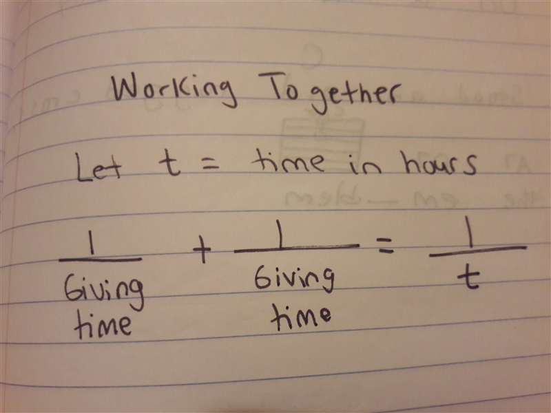 When solving a​ "working together"​ application, if t represents the time-example-1