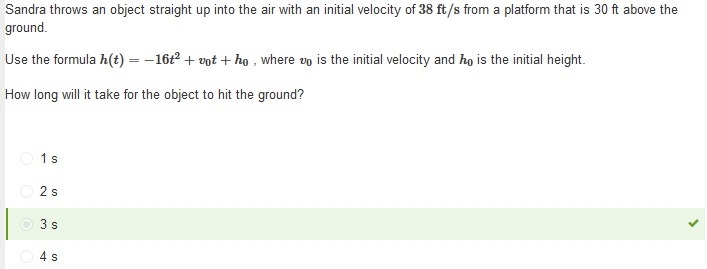 Sandra throws an object into the air with an initial vertical velocity of 38 feet-example-4