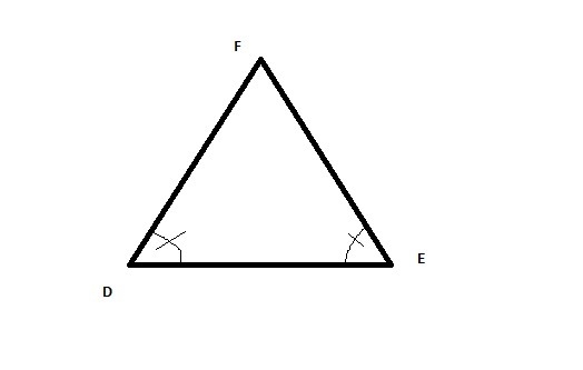 In Triangle DEF, if angle D is congruent to angle E, DE= x + 4, EF= 4x - 8, and DF-example-1