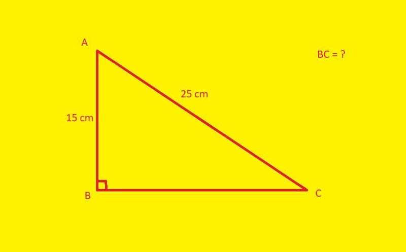 the hypotenuse of a right triangle is 25 cm and the shorter leg is 15cm find the length-example-1