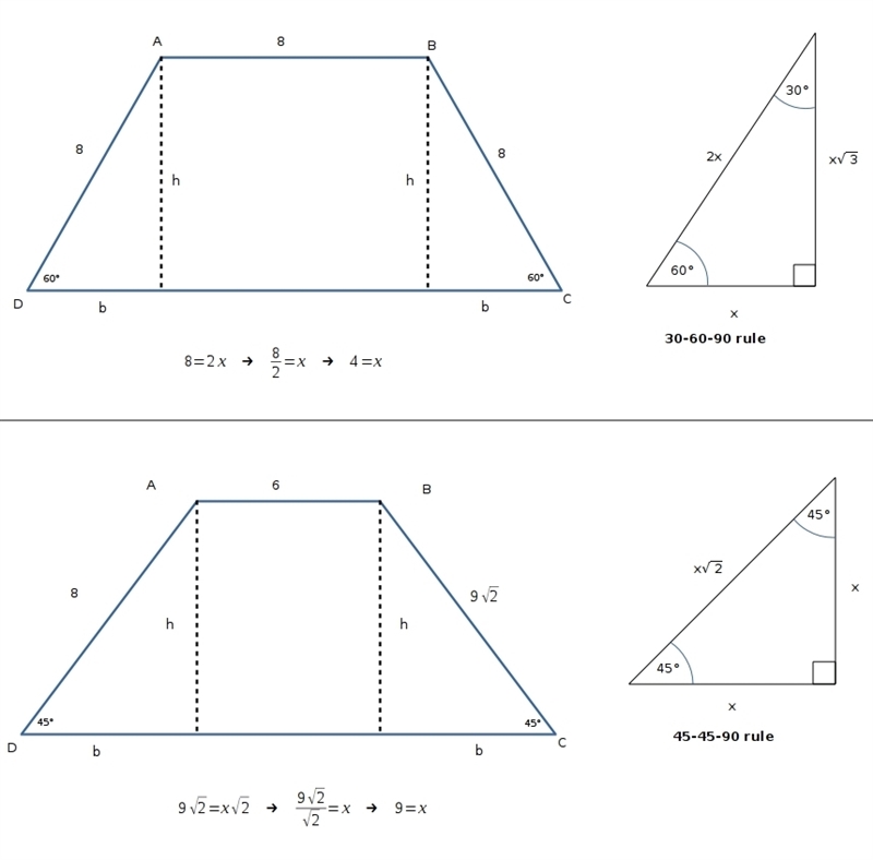 What is the area of a trapezoid ABCD with bases AB and CD , 1) if: m∠C=m∠D=60°, AB-example-1