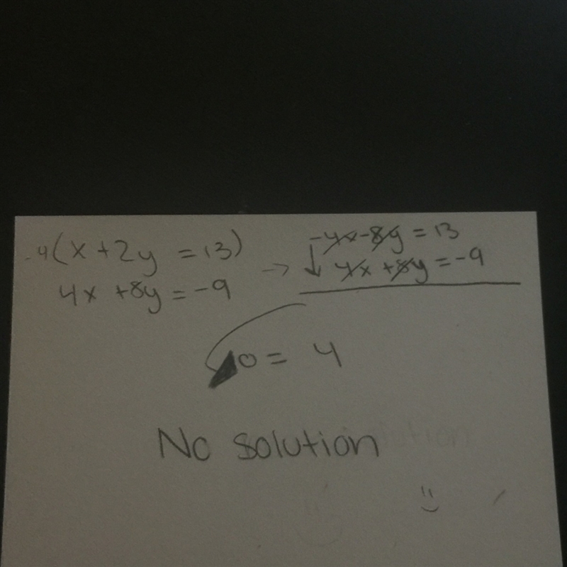 Solve x + 2y = 13 4x + 8y = −9 (1 point)-example-1