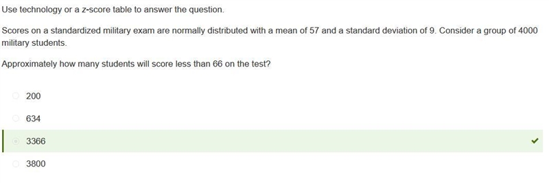 Use technology or a z-score table to answer the question. Scores on a standardized-example-1