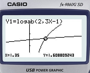 Kim solved the equation below by graphing a system of equations. log2(3x-1)= log4(x-example-1