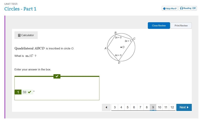 ​ quadrilateral abcd ​ is inscribed in circle o. what is ​ m∠c ​ ? enter your answer-example-1