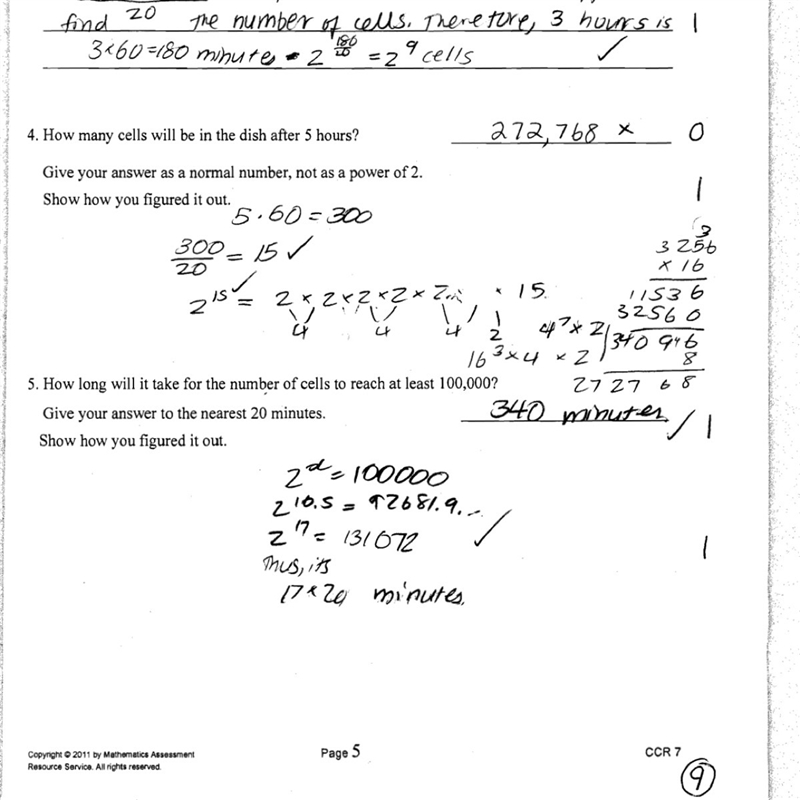 How long will it take for the number of cells to reach at least 100,000-example-1