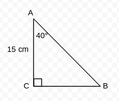 Given: ABC is a right triangle with right angle C. AC = 15 centimeters and m<A-example-1