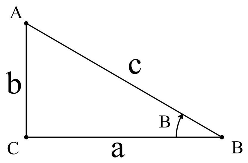 Given the sample triangle below and the conditions cosb=4/5, a=10 , find the hypotenuse-example-1