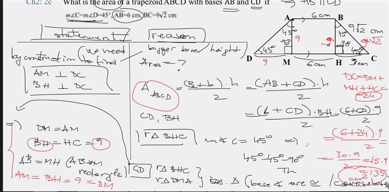 What is the area of a trapezoid ABCD with bases AB and CD , 1) if: m∠C=m∠D=60°, AB-example-1