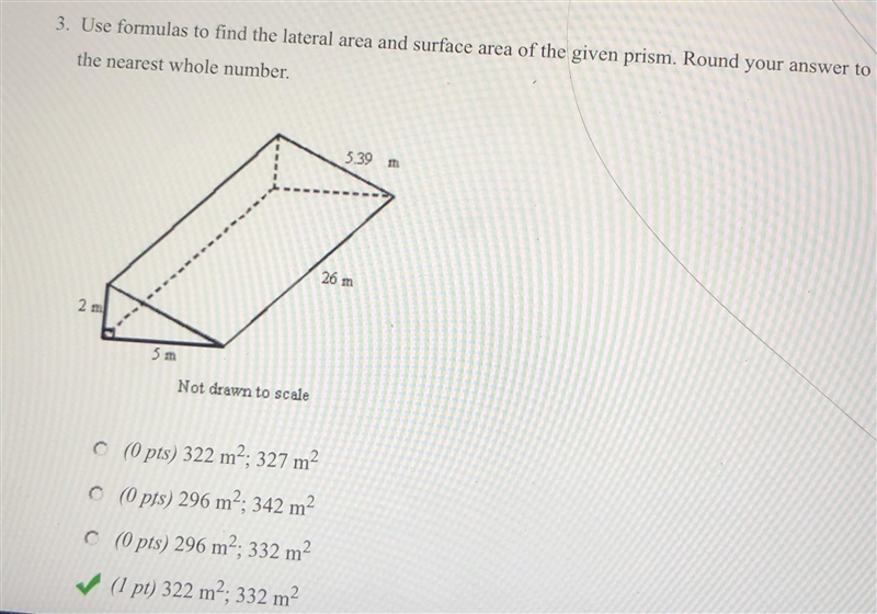 Use the formulas to find the lateral area and the surface area of the given prism-example-1