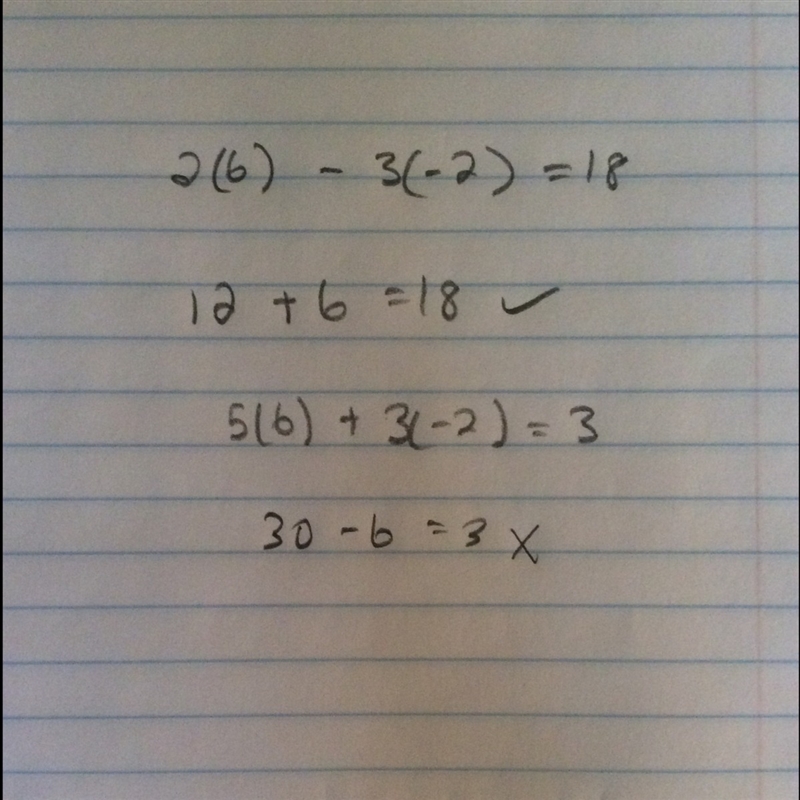 I Neeeeddddddd Thhhhhiiiiissssss! Why is (6, –2) not a solution to the system of equations-example-1