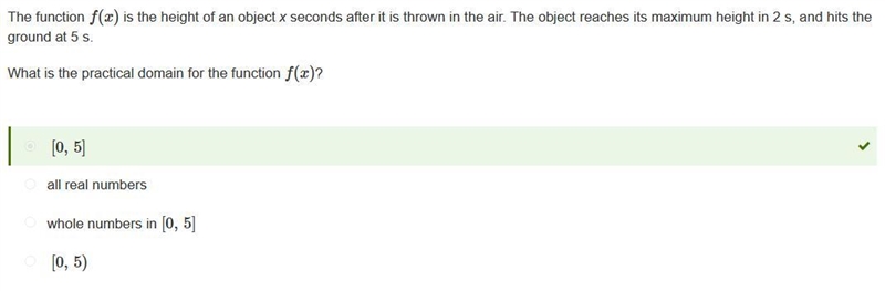 Help?? The function f(x) is the height of an object x seconds after it is thrown in-example-1