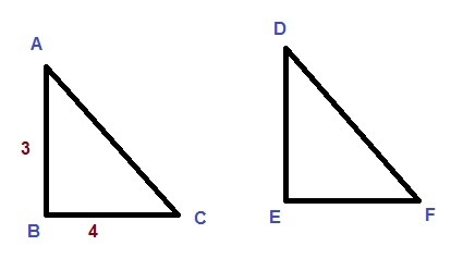 Triangle ABC is congruent to triangle DEF. If side AB is 3 units and side BC is 4 units-example-1