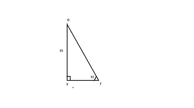 In triangle DEF, DE = 15 and m angle F =32. Find EF to the nearest tenth. A) 8.3 B-example-1