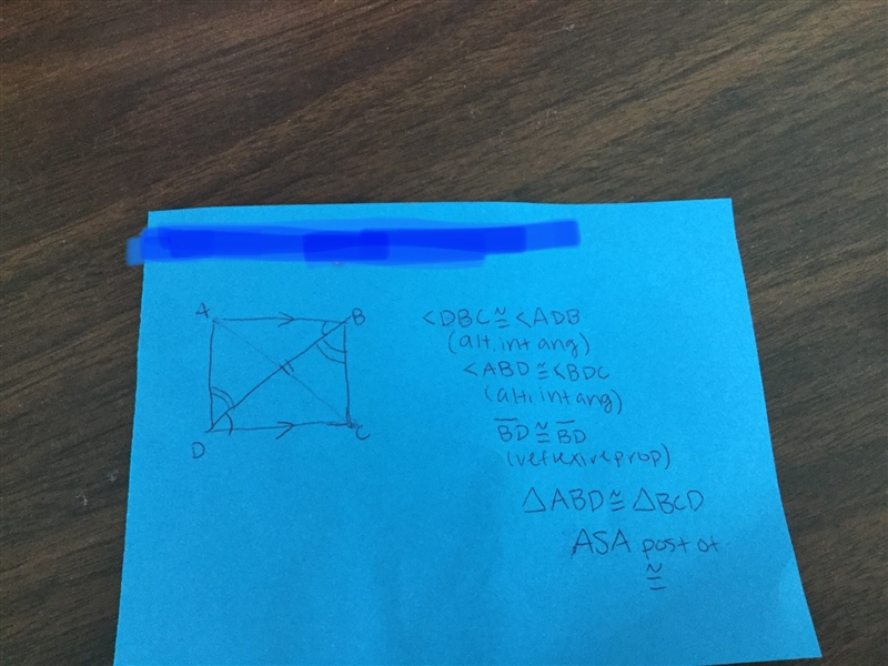 What are the missing reasons in the proof. Given parallelogram ABCD with diagonal-example-1