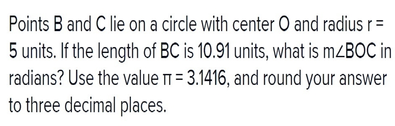 Points B and C lie on a circle with center O and radius r = 5 units. If the length-example-1