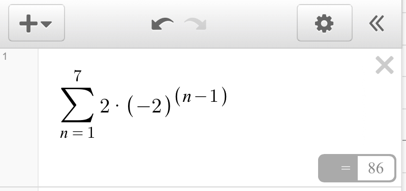 Math help! PLEAAASSEE Evaluate the summation of 2 times negative 2 to the n minus-example-1