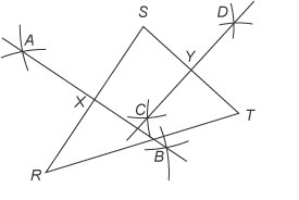 Martha is constructing the circumscribed circle for△RST. She has already used her-example-1