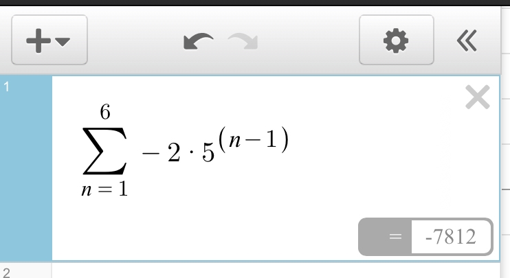 Find the sum of a finite geometric sequence from n = 1 to n = 6, using the expression-example-1