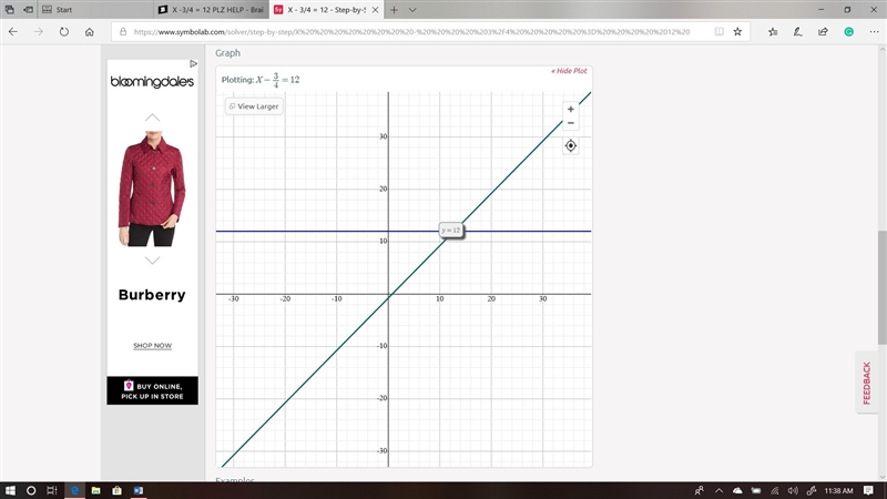 X -3/4 = 12 PLZ HELP-example-1