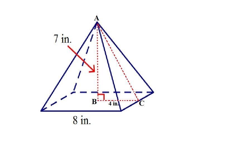 Find the surface area of the right square pyramid. Round your answer to the nearest-example-1