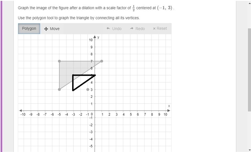 Need help with dilation with a scale factor of 1/2 centered at (−1, 3)-example-1