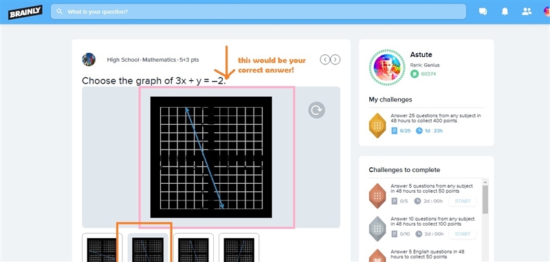 Choose the graph of 3x + y = –2.-example-1