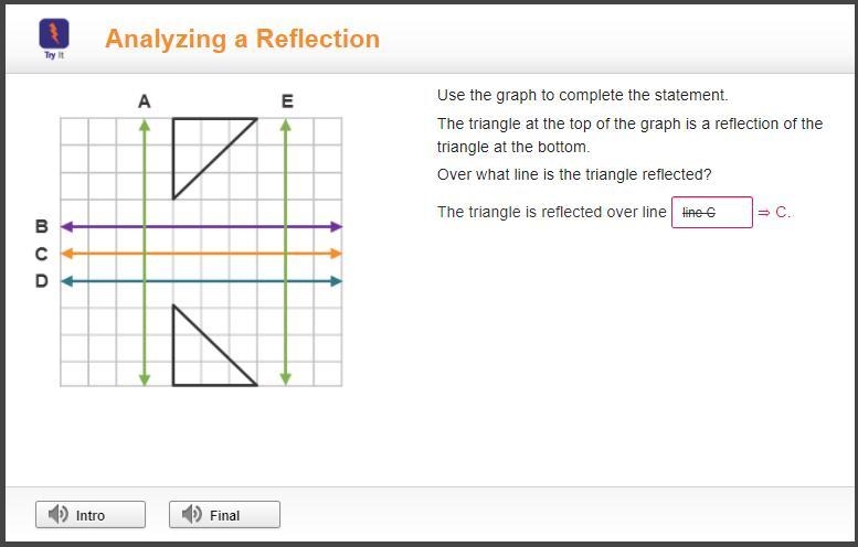 Graph Use the graph to complete the statement. The triangle at the top of the graph-example-1