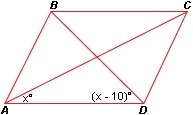 Given that ABCD is a rhombus, find the value of x (x-10)-example-1