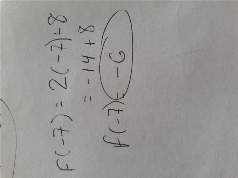 Find f(-7) if f(x) = 2x + 8. -6 2 3 22-example-1