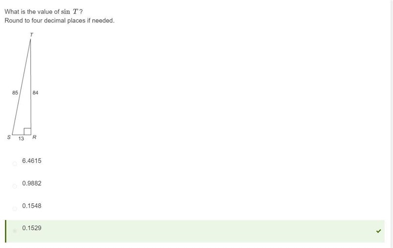 What is the value of sin T? (Round to four decimal places if needed.)-example-1