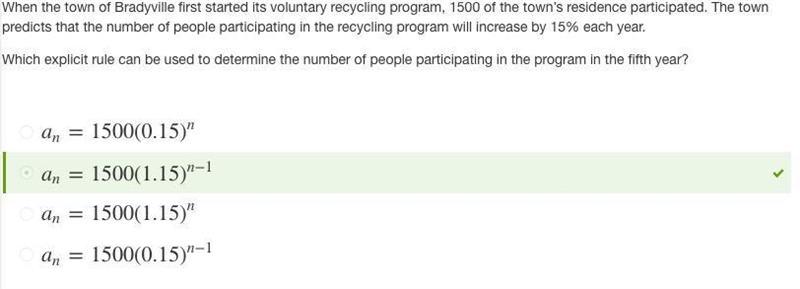 When the town of Bradyville first started its voluntary recycling program, 1500 of-example-1