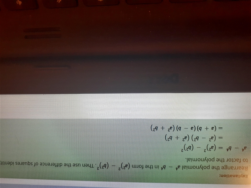 What is the simplest form of this binomial expression? a4 − b4-example-2