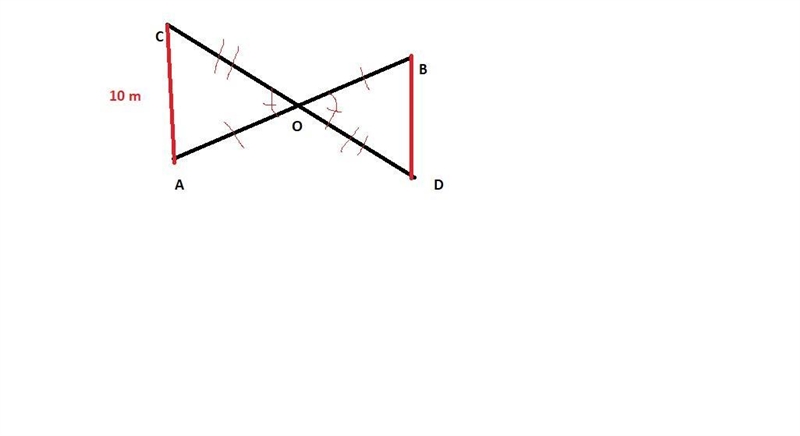 Line segments AB and CD intersect at point O, which is the midpoint of both segments-example-1