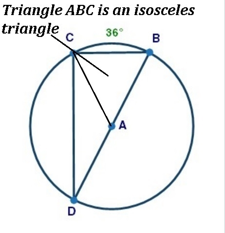 In circle A shown below, Segment BD is a diameter and the measure of Arc CB is 36°: Points-example-1