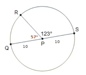 In circle P, diameter QS measures 20 centimeters. What is the approximate length of-example-1