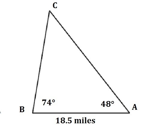 Two radar station 18.5 miles apart are tracking a plane. The angle of elevation from-example-1