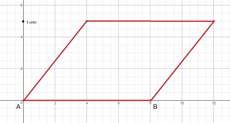 A parallelogram has a height of 5 units. One side of the parallelogram is AB¯¯¯¯¯ . The-example-1