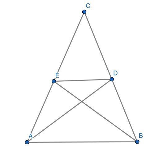 In ΔABC, AD and BE are the angle bisectors of ∠A and ∠B and DE ║ AB . If m∠ADE is-example-1