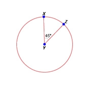 If the angle ZYX measures 45 degrees ,then arc XY measures 45 degrees. TRUE OR FALSE-example-1