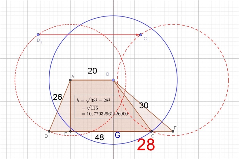 If abcd is a trapezoid with bases ab and dc. if ab=20, bc = 30, cd = 48, and ad =26, find-example-1