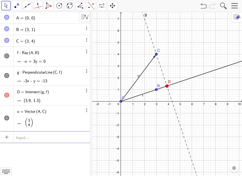 What is the projection of (3,4) onto (3,1)?-example-1