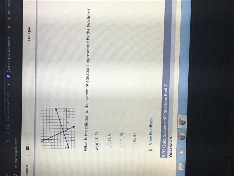 What is the solution to the system of equations represented by the two lines?-example-1