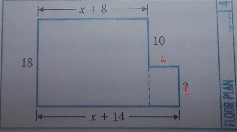 Write the perimeter of the floor plan shown as an algebraic expression in x.-example-1