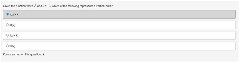 Given the function f(x) = x2 and k = -3, which of the following represents a vertical-example-1