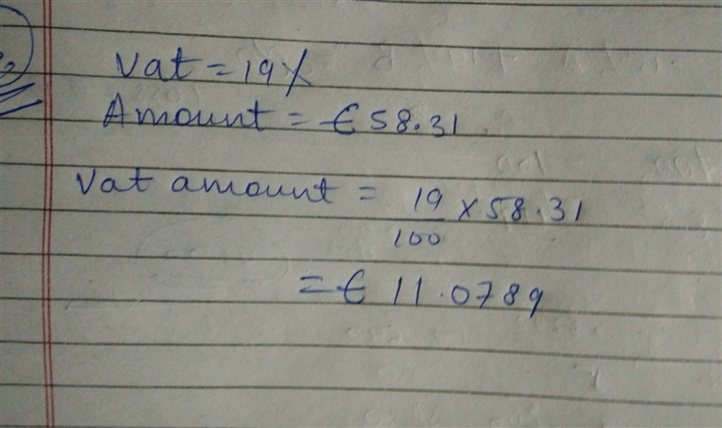 In germany vat is at 19% jeremy buys a calculator in germany for €58.31 the price-example-1