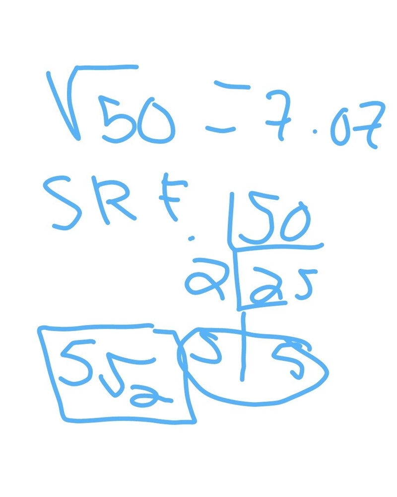 Solve for x. 50 = x^2 Show your work.-example-1