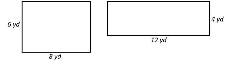 A rectangular garden has a total area of 48 square yards.Draw and label2 possiblerectangular-example-1