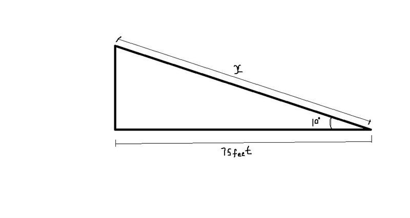 The builder of a parking garage wants to build a ramp at an angle of 10°10° that covers-example-1